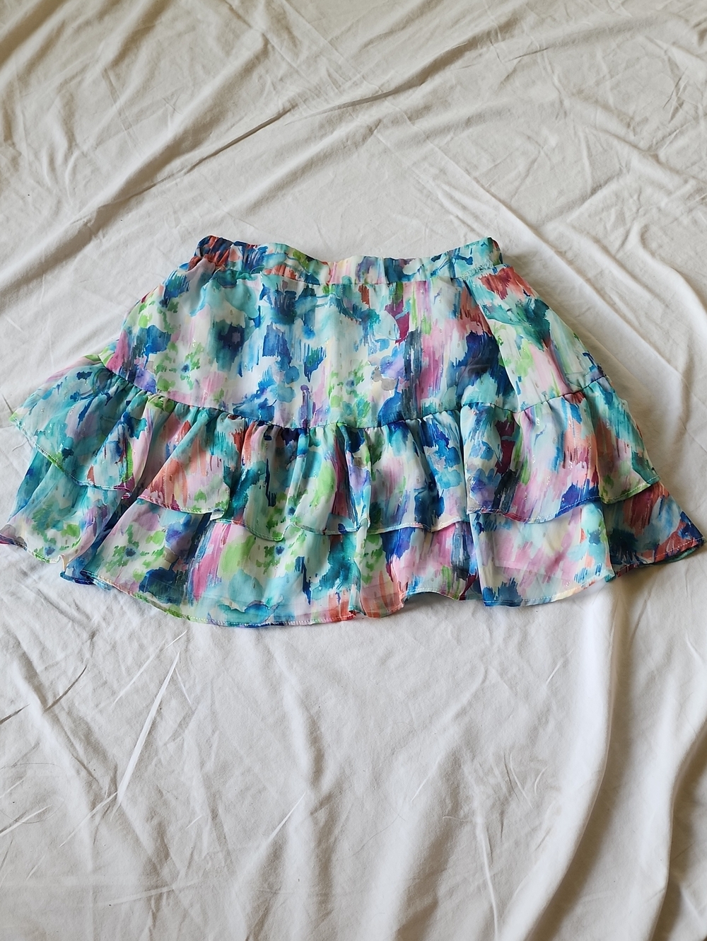 Lucchese Multicolor Watercolor Ruffle Skirt